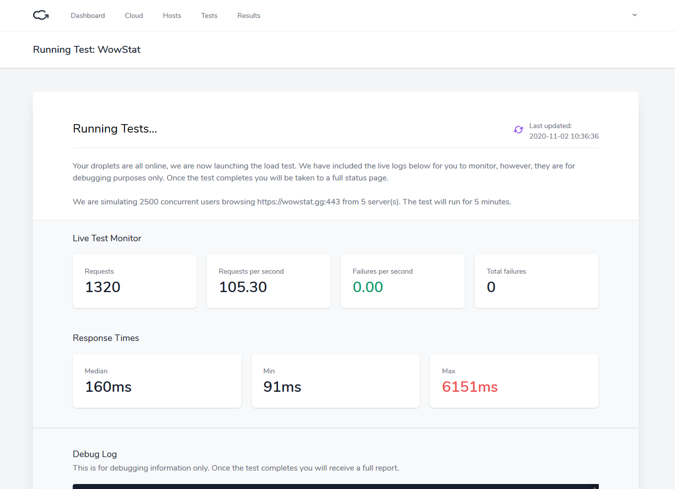 Running web load test